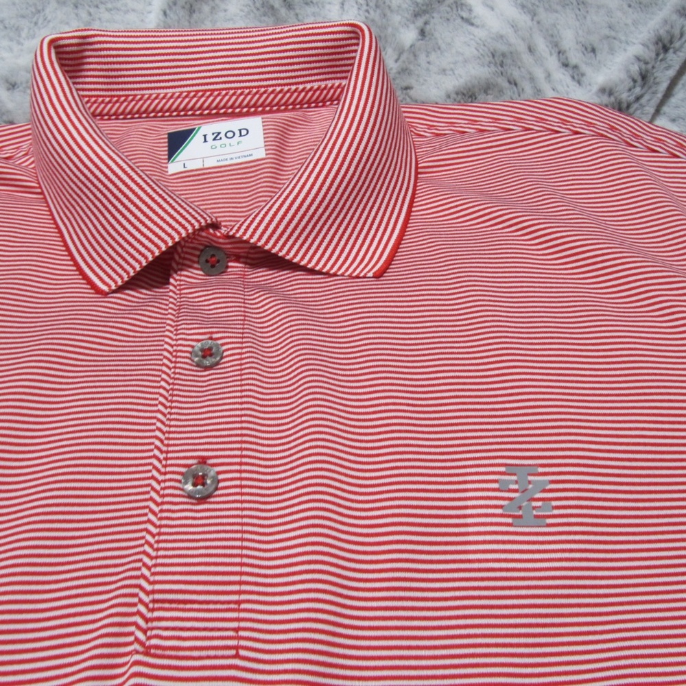 Izod Golf Shirt Red/ White Size L